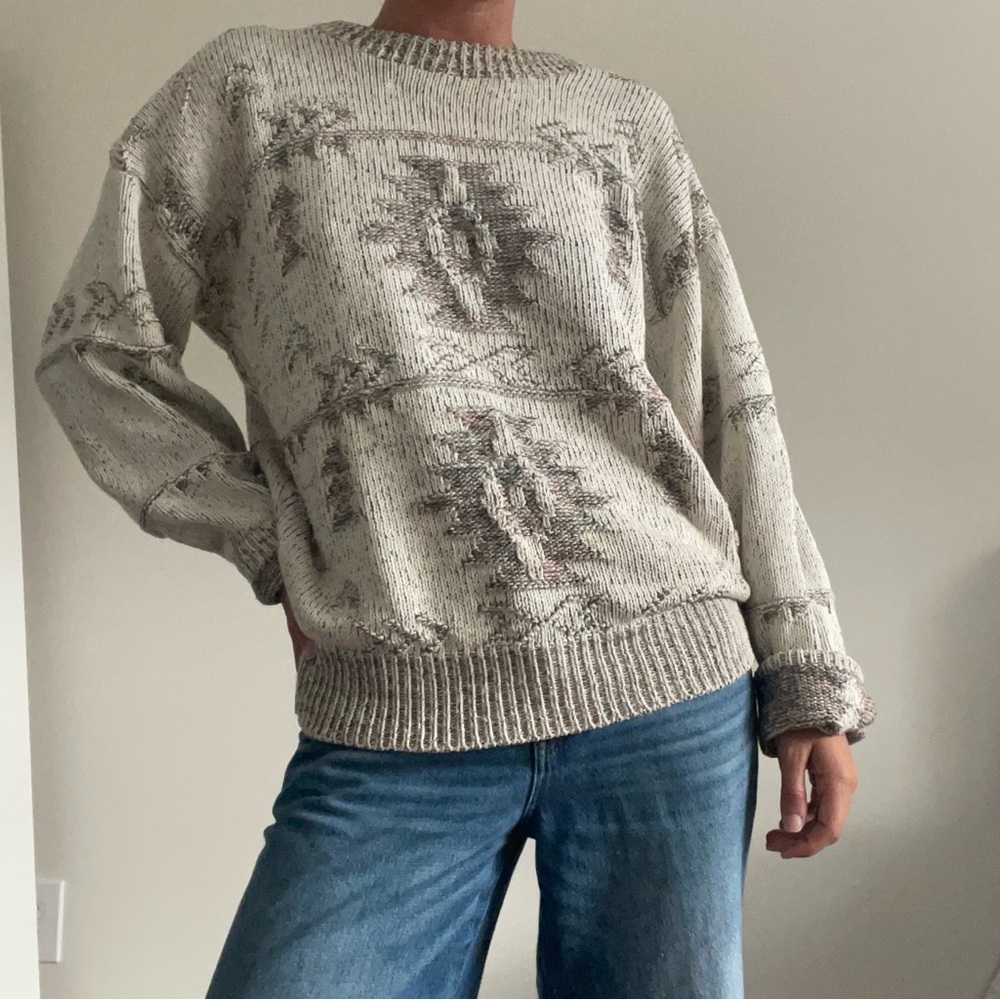 Cozy Beige Patterned Sweater